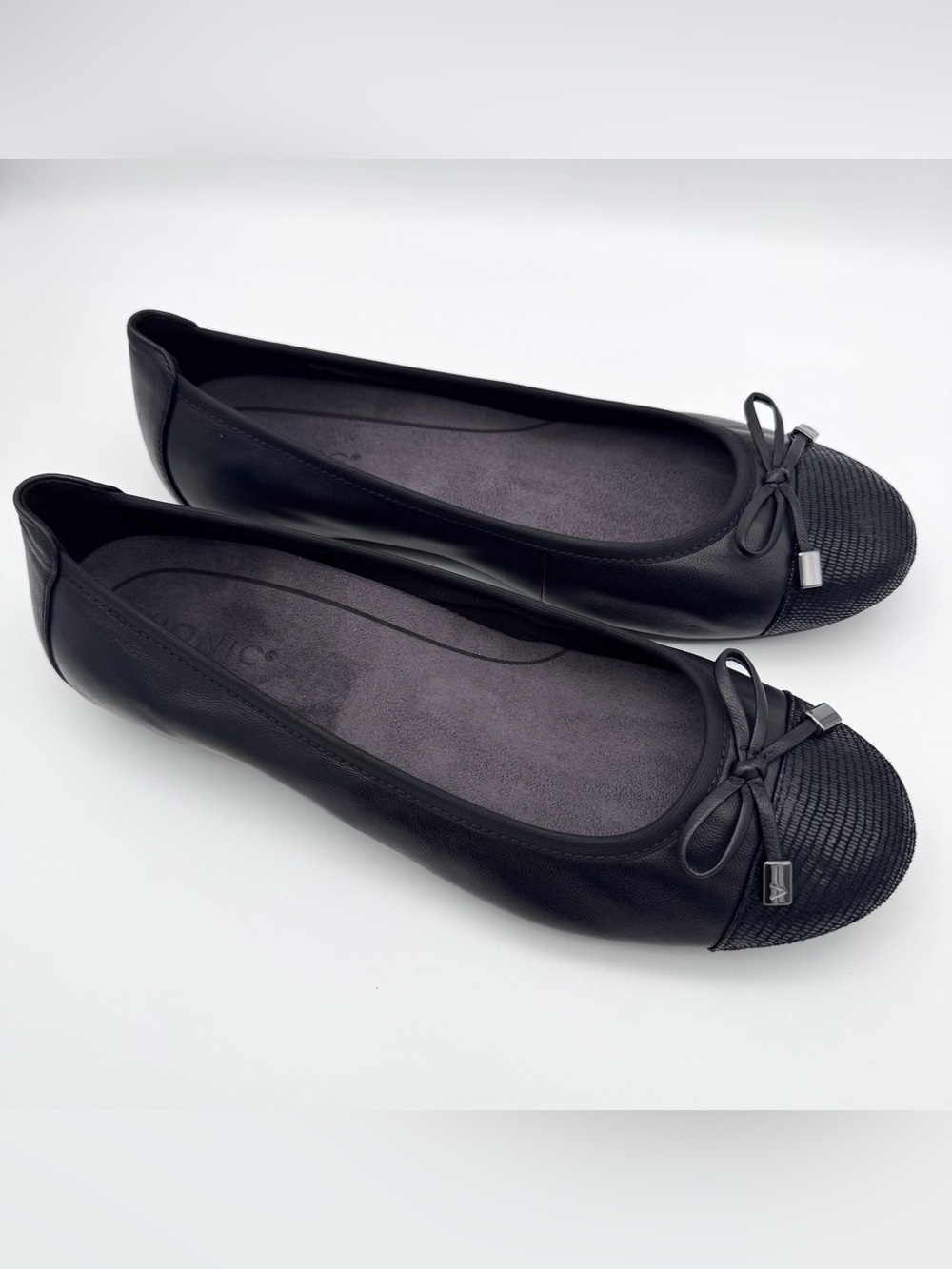 Vionic Minna Ballet Flats Black Leather Women 9 Wide Orthotic Comfort Shoes - Picture 7 of 10